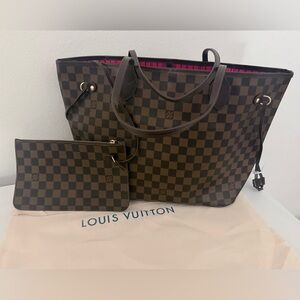 Fashion Inspired Brown Checkered Women's Tote Bag with pouch